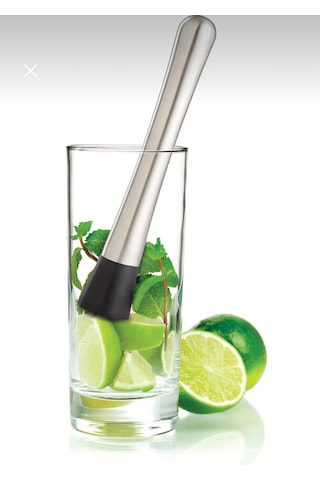 Paslanmaz Çelik 20cm Mojito Bar Kokteyl Tokmağı Meyve Ve Buz Ezici Siyah - Gri