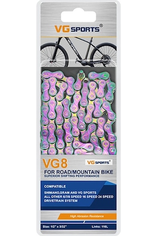 Dinosaurs Store Bisiklet Zinciri 116 Bağlantı Kompakt Yarış Mtb Yol Bisikleti Spor Hızlı Bağlantı-rainbow, 8 8 Speed Gökkuşağı Altın