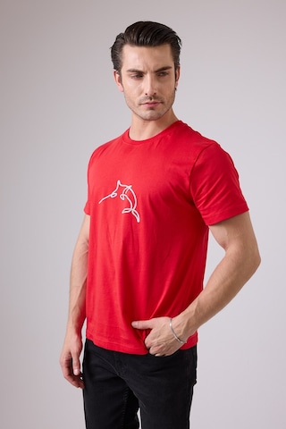 Marıne Tee Deniz Temalı Ribana Bisiklet Yaka Pamuk T-shirt-3126 KIrmızı