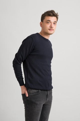 Sıfır Yaka Pamuklu Slimfit Basic Erkek Triko Kazak Lacivert