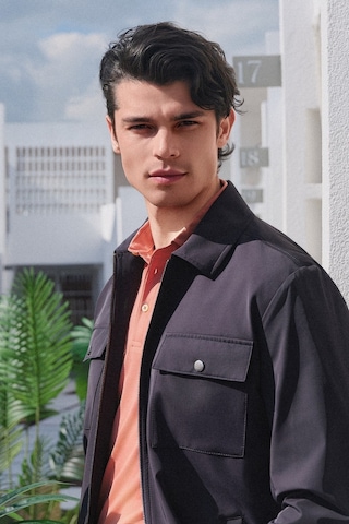 İmza Berberi Yaka Gabardin Düz Slim Fit Casual Mont 1007260151 Lacivert