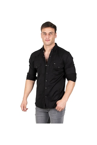 Deepsea Erkek Siyah Çıtçıtlı Kot Gömlek 2300419 Siyah
