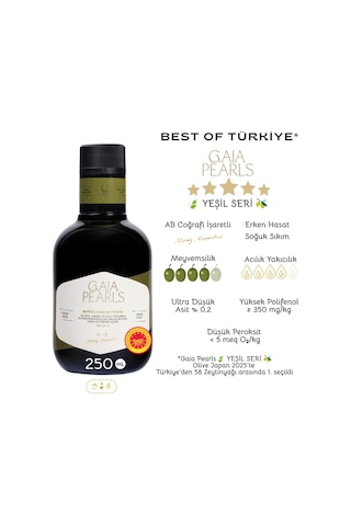 Gaia Pearls Milas Memecik Erken Hasat Soğuk Sıkım Zeytinyağı 250 ML
