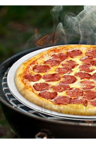 2li Set Pizza Tepsisi Alüminyum Pizza Teli Lahmacun Tepsisi 28 Cm Gri