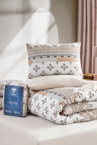 Veramoni Soft Dreams Safir Çift Kişilik Pamuklu Desenli Nevresim Takımı - Kahve