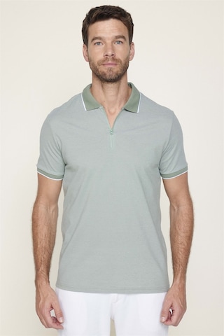 Tudors Erkek Slim Fit Dar Kesim Pamuklu Fermuarlı Mint Polo Yaka Tişört-27590 Mint