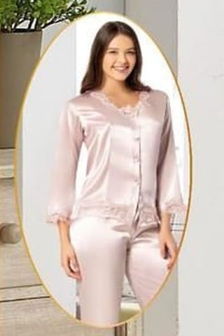Xses 1005 Kadın Pudra Dantelli Saten 6 Lı Takım Pudra