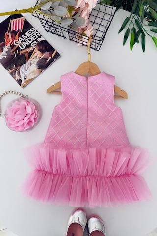 Miniğimin Cicileri Sim İşlemeli Fiyonk Detaylı Tül Etekli Kız... Pembe