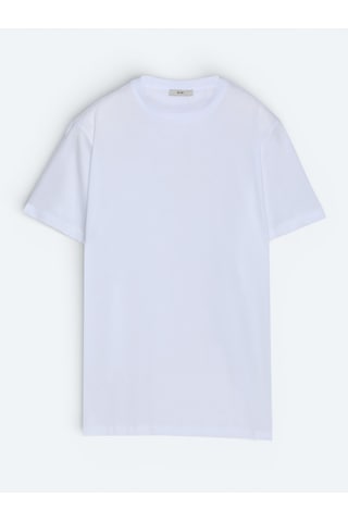 Kip Beyaz Düz %100 Pamuk T-shirt beyaz white