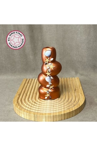 Uretti - Ayşe 7362 6307 El Yapımı Bakır Taş Motifli Dekoratif Biblo / Vazo - 18 X 9 Cm 1 Adet