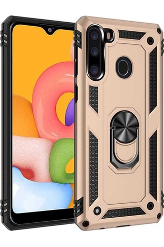 Samsung Uyumlu Galaxy A21 Kılıf Zore Vega Kapak Gold