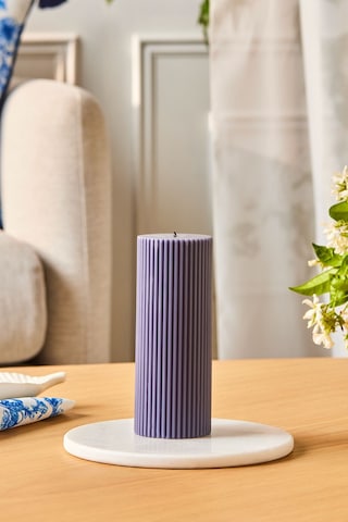 Karaca Striped Tırtıklı Sütun Mum 15 cm Antrasit