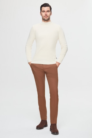 Twn Slim Fit Ekru Rib Örgü Yünlü Kazak 1ec060631770m E01