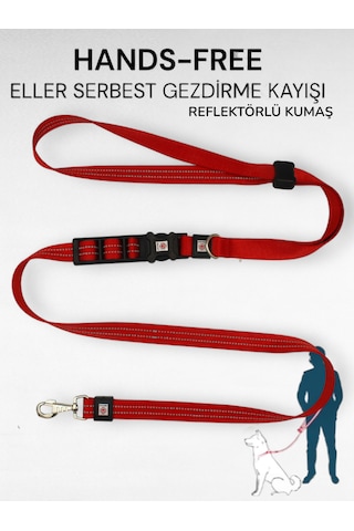 Caramelos Hands-free Eller Serbest Gezdirme Kayışı- Köpek Gezdirme Kayışı - Eller Serbest- Köpek Gezdirme İpi Kırmızı