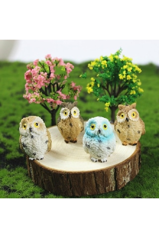 Sones 4 Adet/takım Mini Simülasyon Baykuş Bahçe Dekoratif Hayvan Süsleri