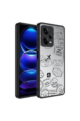 Xiaomi Redmi Note 12 Pro 5g Kılıf Aynalı Desenli Kamera Korumalı Parlak Zore Mirror Kapak Seyahat