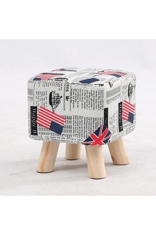 Flybuy Ud Tabure Renkli Pamuk Keten Koltuk, 28x28x18cm Çok Renkli