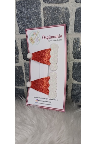 Örgümania Çıtçıtlı Toka- Eva Yılbaşı Tokası - Yılbaşı Şapkası Kırmızı