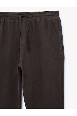 Koton Pamuklu Cepli Regular Fit Beli Bağcıklı Pantolon Kahverengi 7wam40027hw Kahve