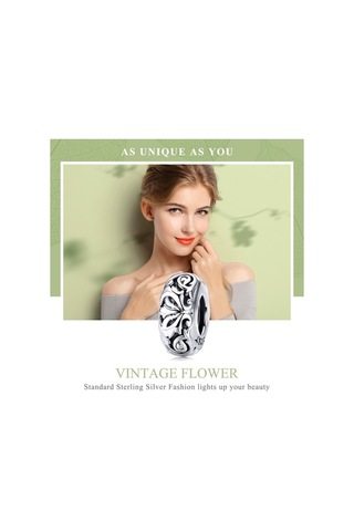 Fastbuy S925 Ayar Gümüş Klasik Çiçek Boncuk Dıy Bilezik Boş Desen Çok Renkli İç Boş Çok Renkli