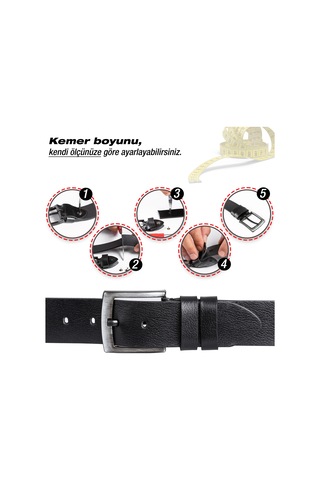 Gayış Özel Kutulu Hakiki Manda Derisi Erkek Kot Pantolon Kemer Siyah