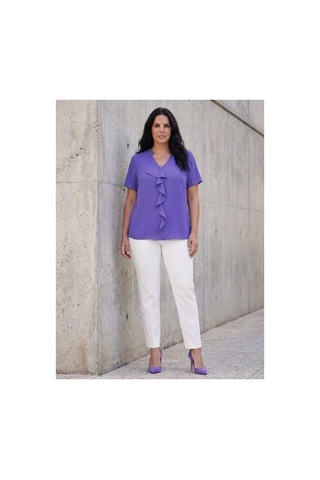 Hanezza V Yaka Ön Fırfırlı Bluz Leylak - 4940930 Leylak