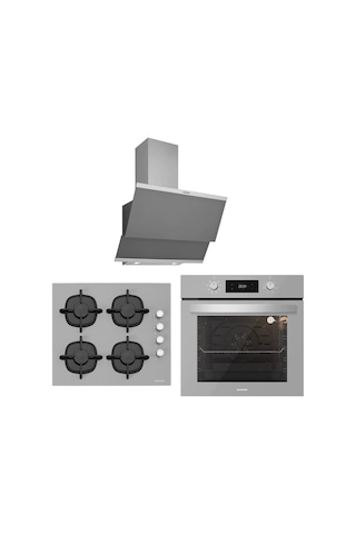 Silverline BO6504S01 - CS5343S01 - 3420 Classy 60 Gri Cam Ankastre Set