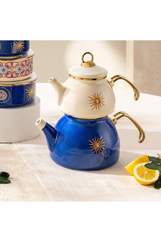 Emsan Solemar Emaye Midi Çaydanlık Takımı 1.1 Lt - 2.3 Lt Çok Renkli