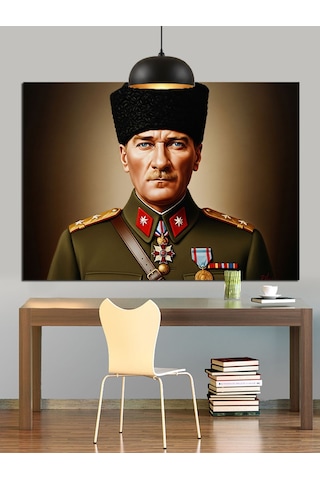 Mustafa Kemal Paşa Portresi Dekoratif Kanvas - Mdf Ahşap Tablo