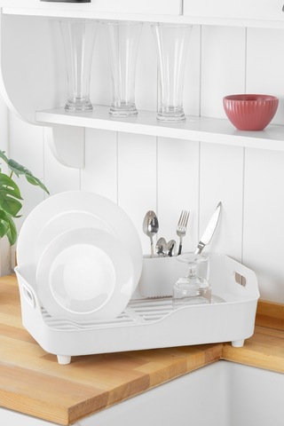 Vienev Lavabo Kenarı Tezgah Üstü Süzgeçli Bulaşıklık Beyaz