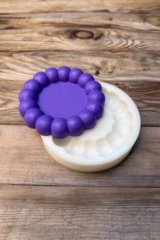 Bubble Dairesel Tombul Silikon Tepsi Kalıbı Beyaz