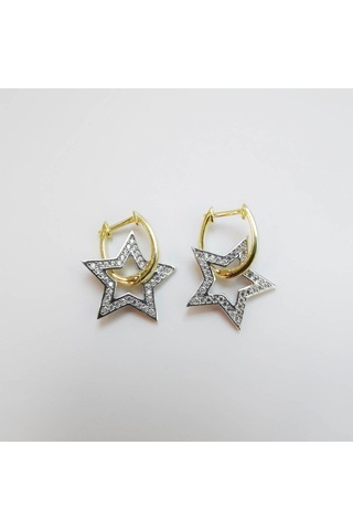 Choice Yıldız Bayan Gümüş Küpe Gold Double Color