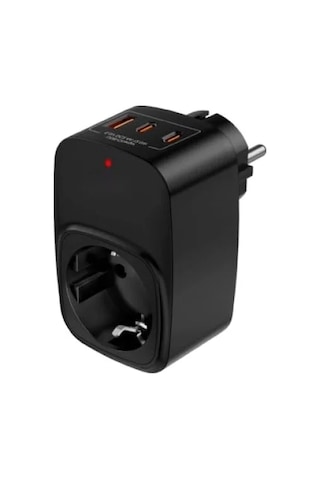 Akım Korumalı Tekli Duvar Prizi - 3680w Güç Ve Usb Girişleri 0
