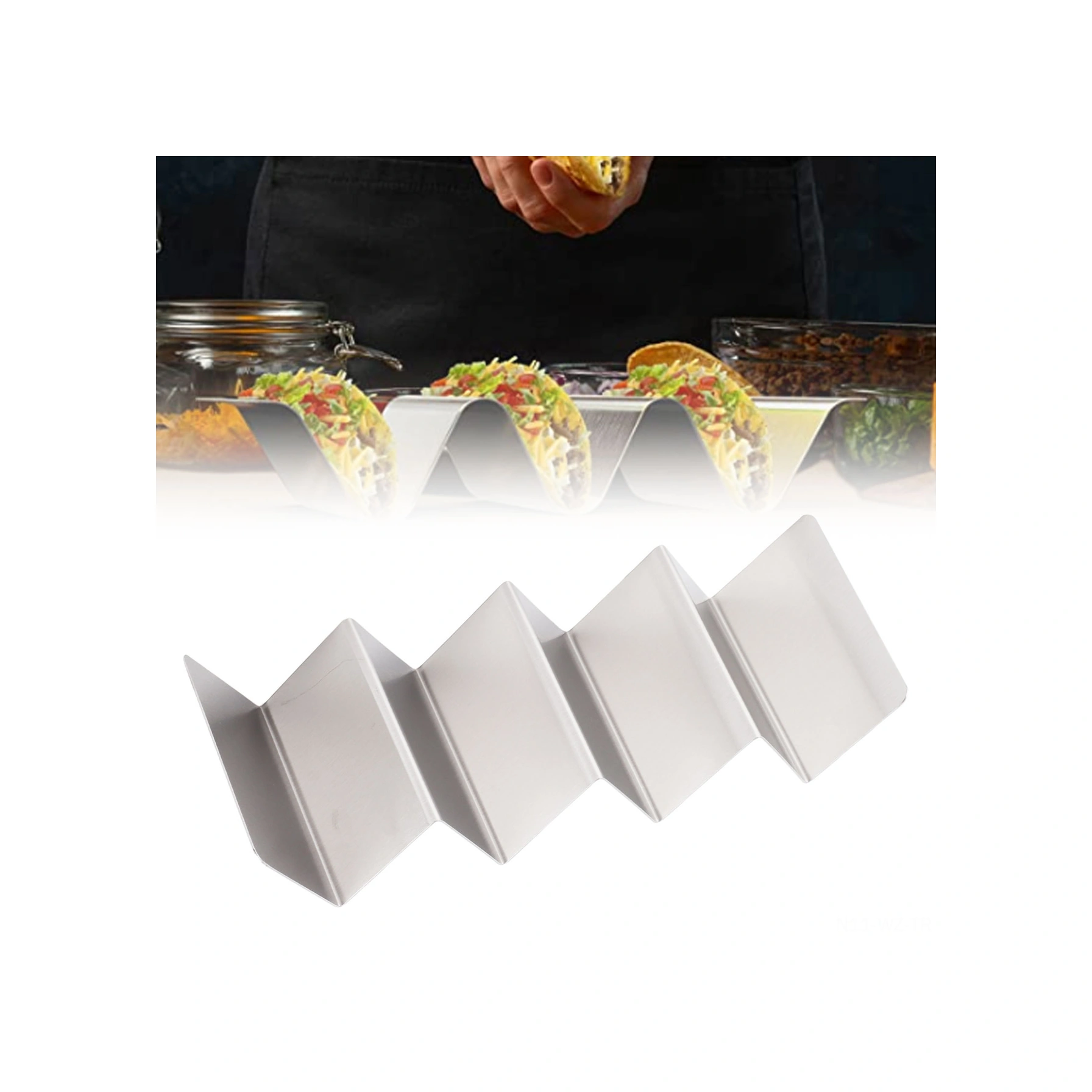 Wezone Paslanmaz Çelik Taco Tutucu - W Eğimli, 4 Taco Kapasiteli, Durağan Ve Yıkama Makinesine Uygun Ev Kullanımlı Meksika Yemeği Rafı Diğer