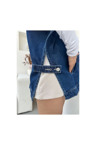 Kene Jeans Kadın Lacivert Panço Oversize Kot Yelek Lacivert