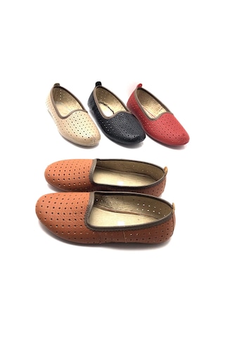 Hakiki Deri Hava Alabilir Delikli Taba Renk Hac Umre Tavaf Patiği Ve Ev Ayakkabısı Taba