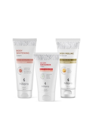 Vücut Beyazlatıcı Krem + Güneş Kremi 50 Spf + Vücut Peeling Jel Vücut Bakım