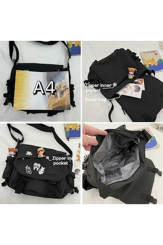 Novahub Mavi Naylon Çanta, Omuz Çantası, Büyük Kapasiteli Crossbody, Genç Messenger Çanta, Öğrenci Okul Çantaları İçin, Yeni Tasarım Mavi