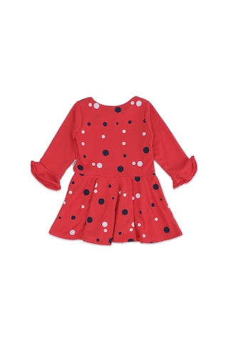 Kız Çocuk Puanlı Kolları İspanyol Penye Elbise Fiyonk Detay 001