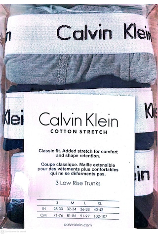 Calvin Klein Erkek 3 Lü Trunk Boxer Seti - Cotton Stretch Siyah - Beyaz - Gri