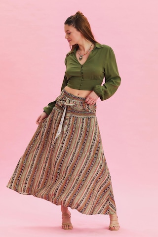 Salaş Asimetrik Etek Haki