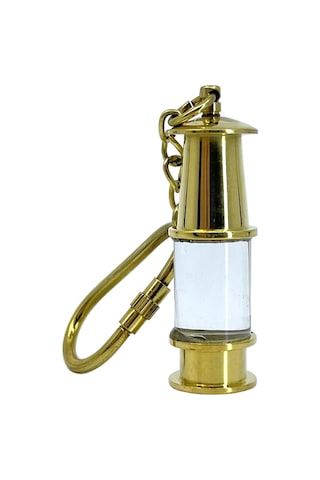 Antik Sarı Pirinç Gemi Feneri Anahtarlık - Nautical Koleksiyon Serisi Sarı