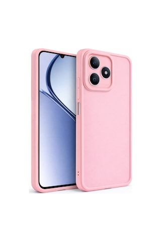 Realme C63 Uyumlu Kamera Çıkıntılı Mat Silikon Telefon Kılıfı Pembe