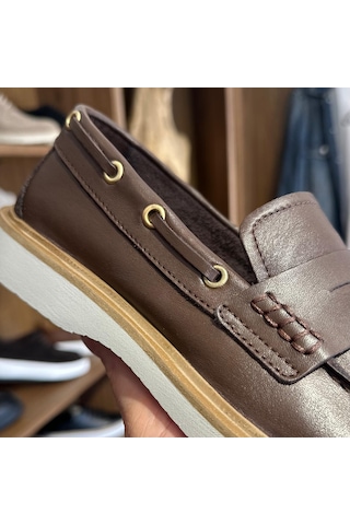 Alza %100 Hakiki Deri Erkek Loafer Günlük Rahat Ve Şık Ayakkabı - Kahverengi