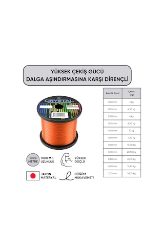 1000 Mt Bobin Misina - Crystal - Turuncu - Ekstra Güçlü - 0,40 Mm
