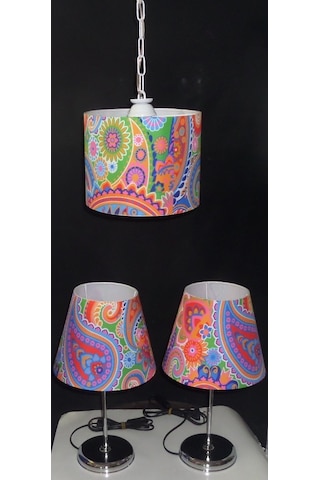 Yatak Odası Avize Abajur Seti Metal Krom Ayaklı