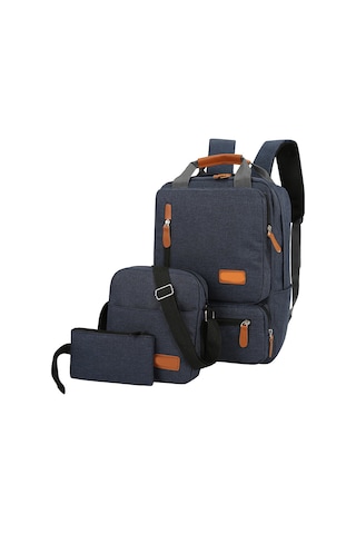 Lemestar Erkekler İçin Outdoor Seyahat Üçlü Set: Bilgisayar Sırt Çantası, Tek Askılı Çanta Ve Cep Çantası - Mavi Mavi