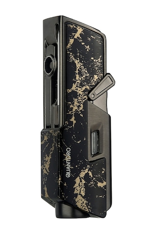 Quantoro Tek Torch Pürmüz Delicili/iğneli Siyah Gold Desenli Metal Puro Çakmağı