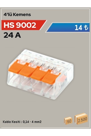 4'lü Klemens Hs 9002 10 Adet