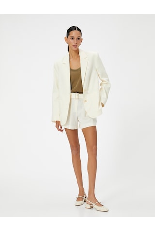 Koton Keten Karışımlı Blazer Ceket Cep Detaylı Kırık Beyaz 4sak50137uw Ekru